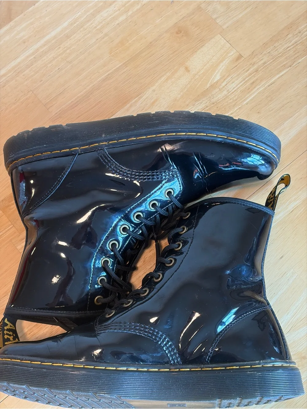 Doc Marten’s Black Patent Lace-Up Combat Boots 10 M /11 L